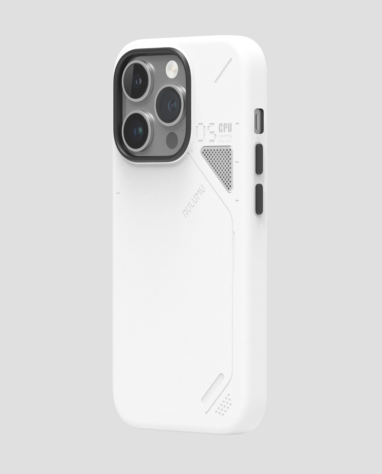 A05 Vegan Leather Case for iPhone 14 Pro/PM | Cooling Window | White | Magnetic - Image 3