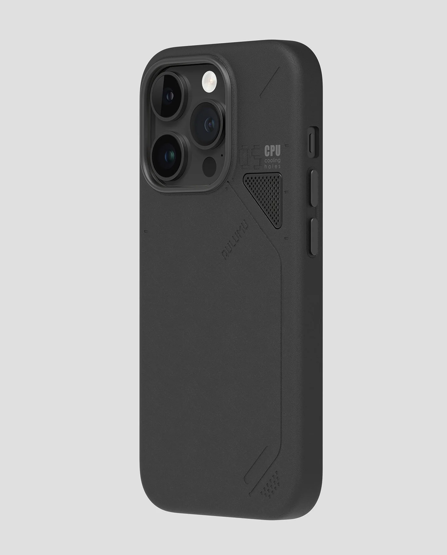 A05 Vegan Leather Case for iPhone 14 Pro/PM | Cooling Window | Black | Magnetic - Image 3