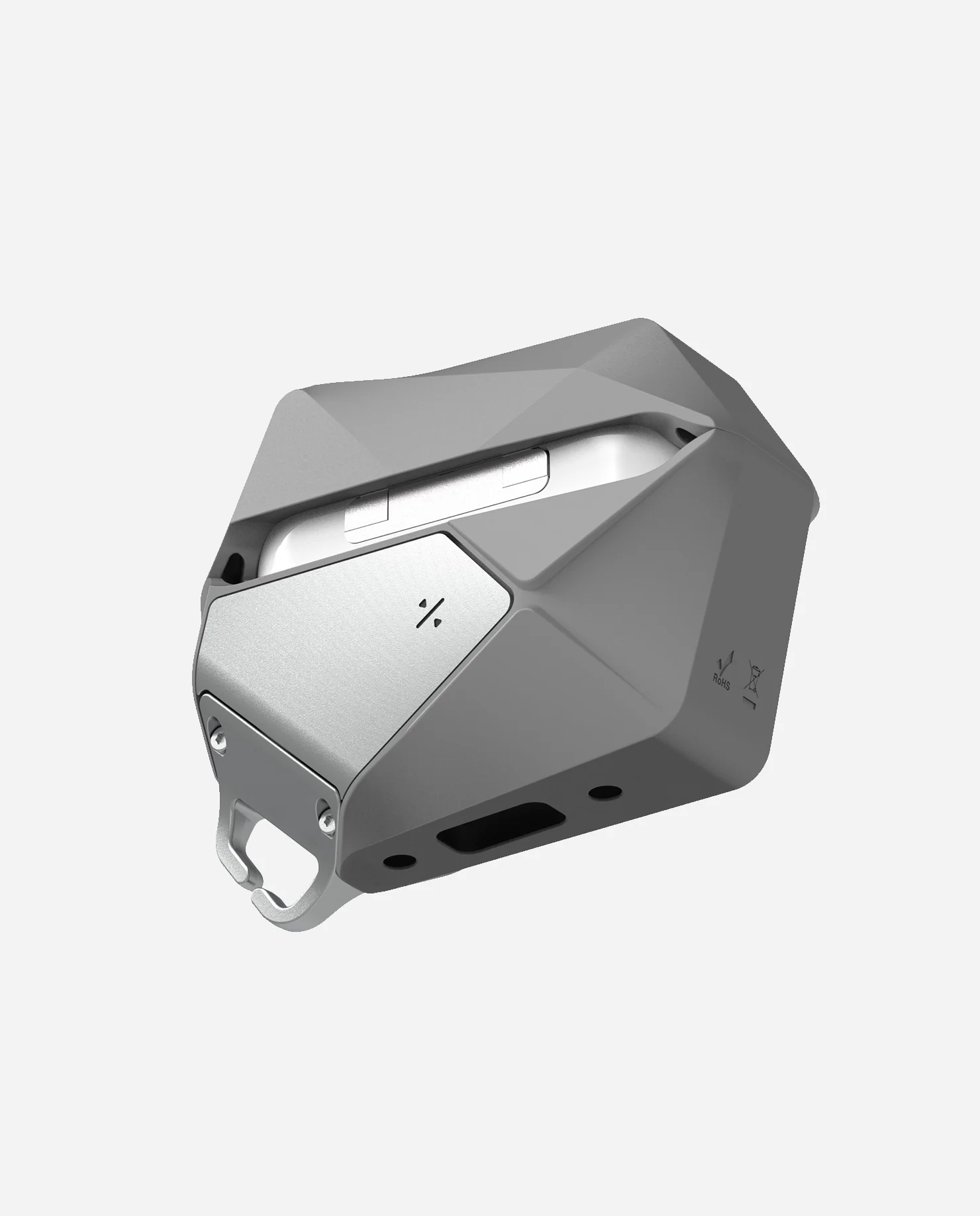 A09 Geometric Case for AirPods 1/2 | Lock & Lanyard | Gray - Image 3