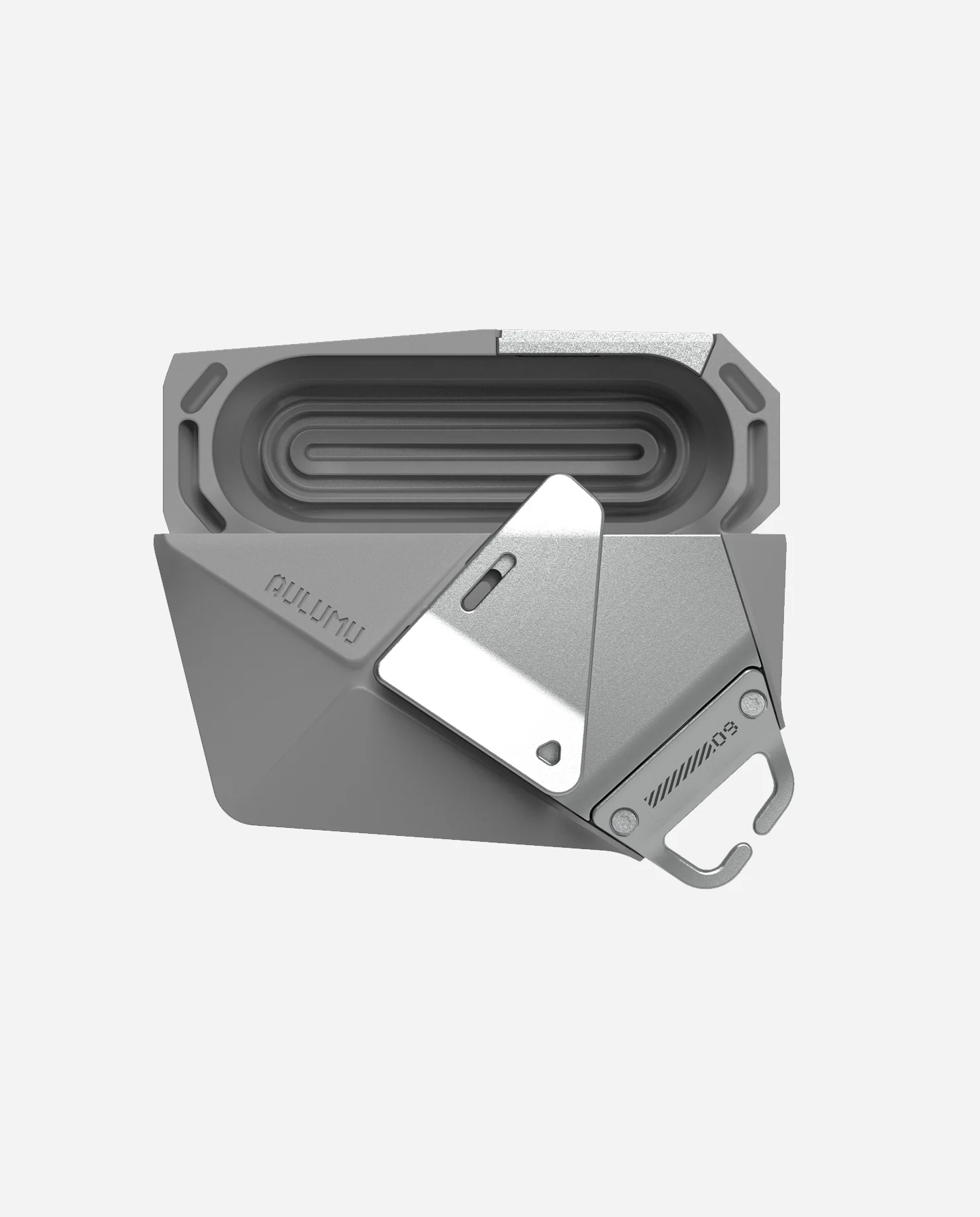 A09 Geometric Case for AirPods 1/2 | Lock & Lanyard | Gray - Image 6
