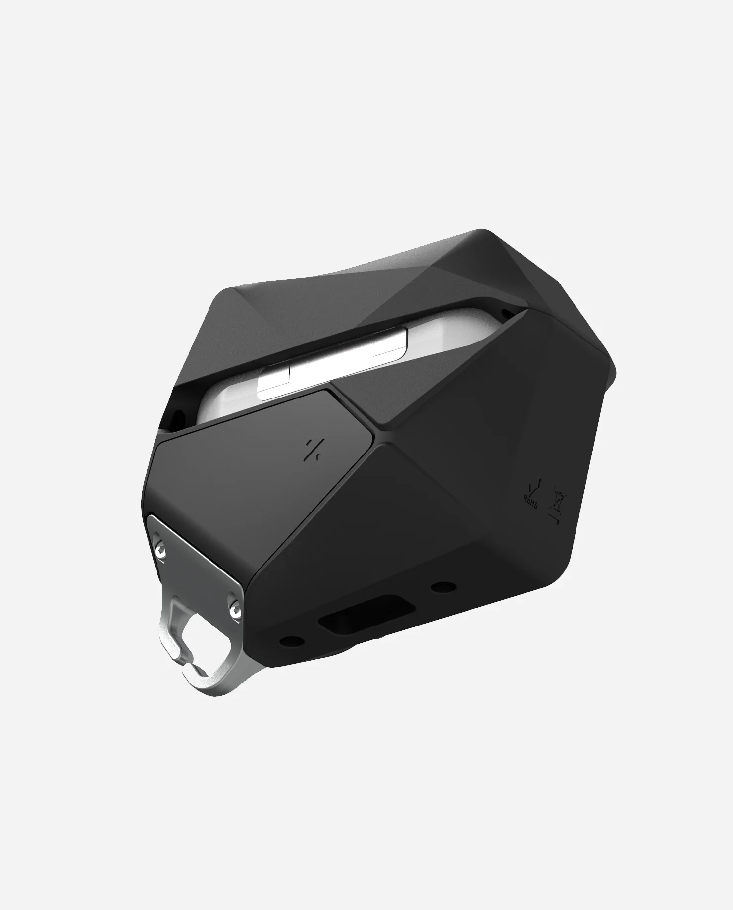 A09 Geometric Case for AirPods 1/2 | Lock & Lanyard | Black - Image 4