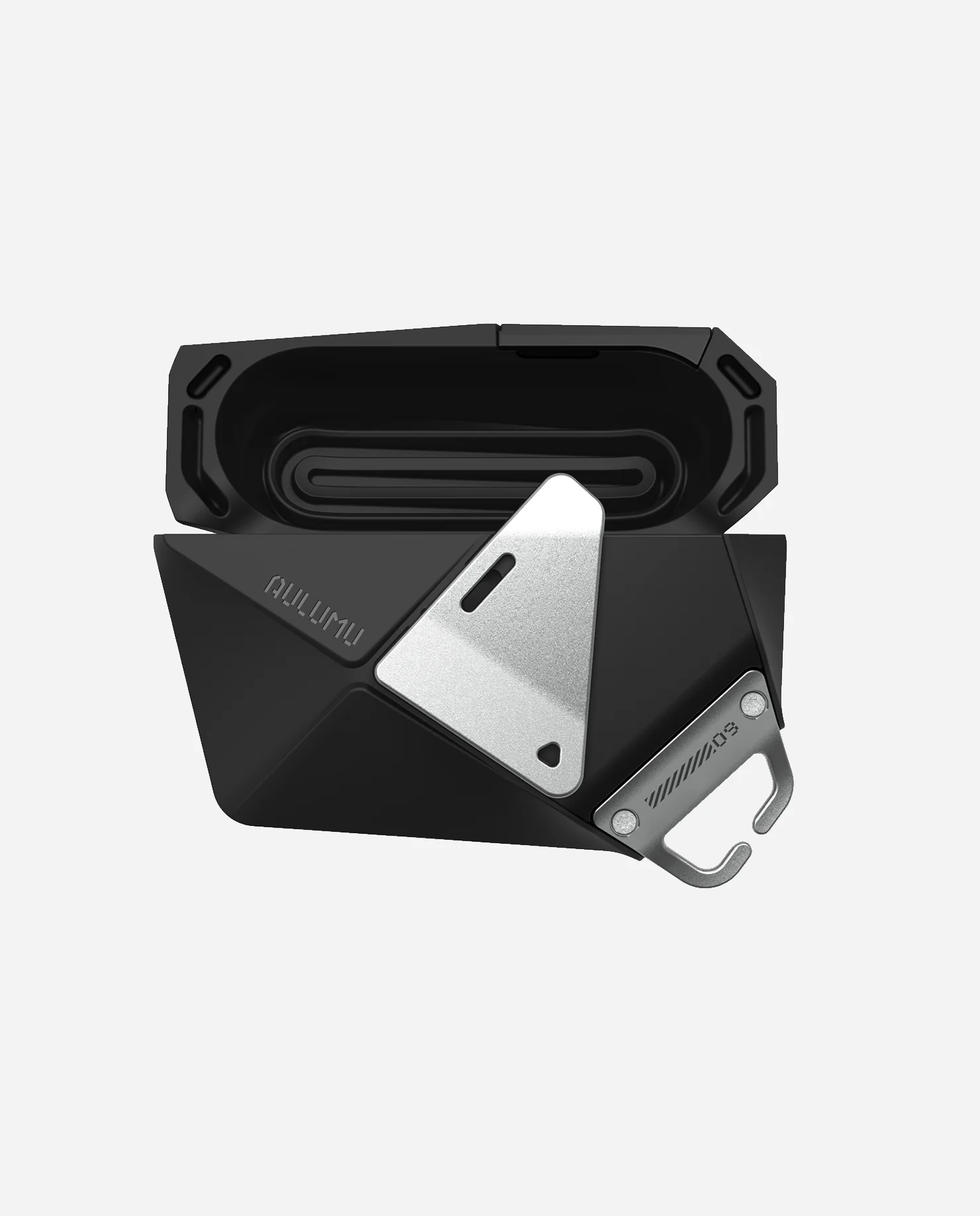 A09 Geometric Case for AirPods 1/2 | Lock & Lanyard | Black - Image 7