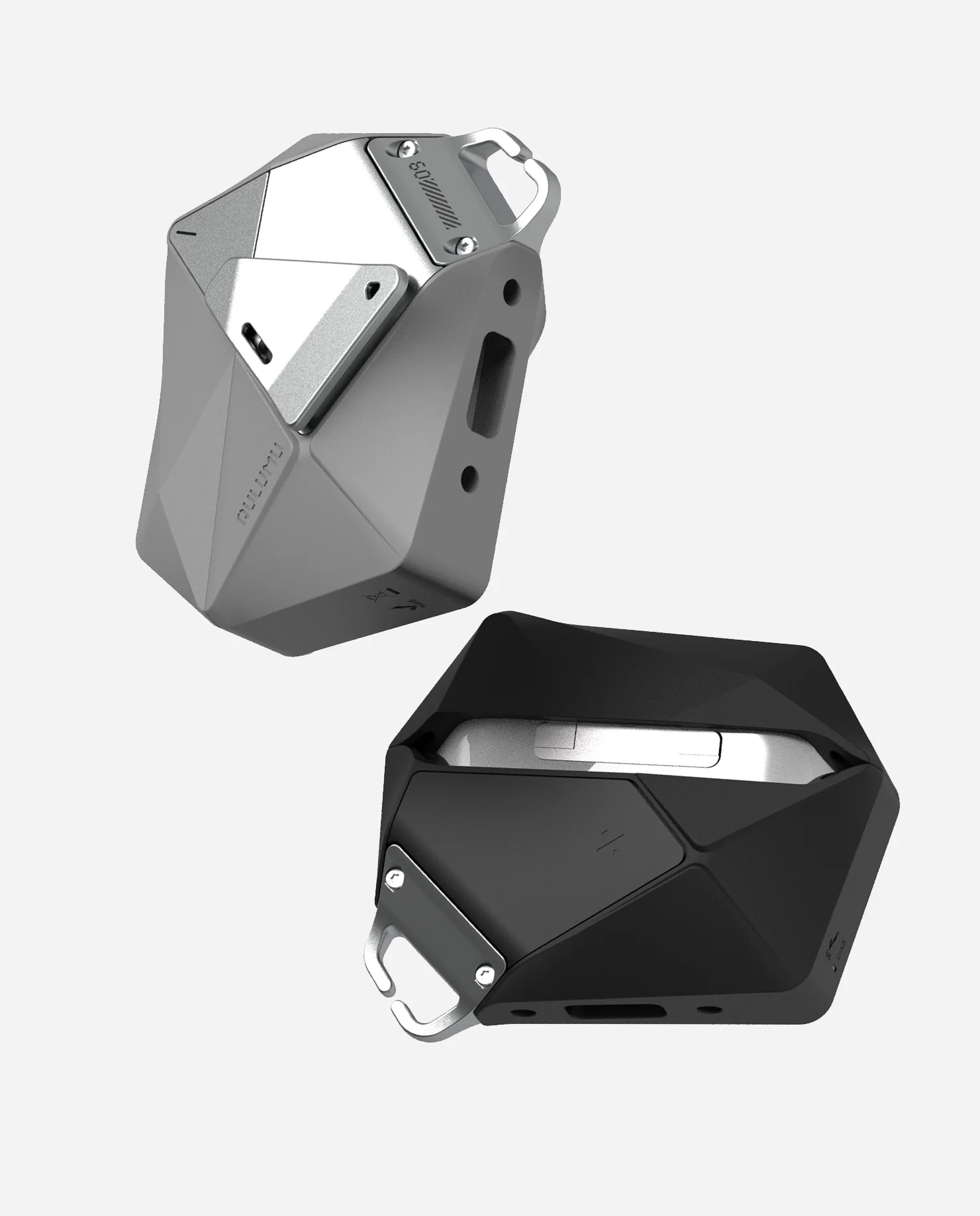 A09 Geometric Case for AirPods 1/2 | Lock & Lanyard | Gray - Image 8