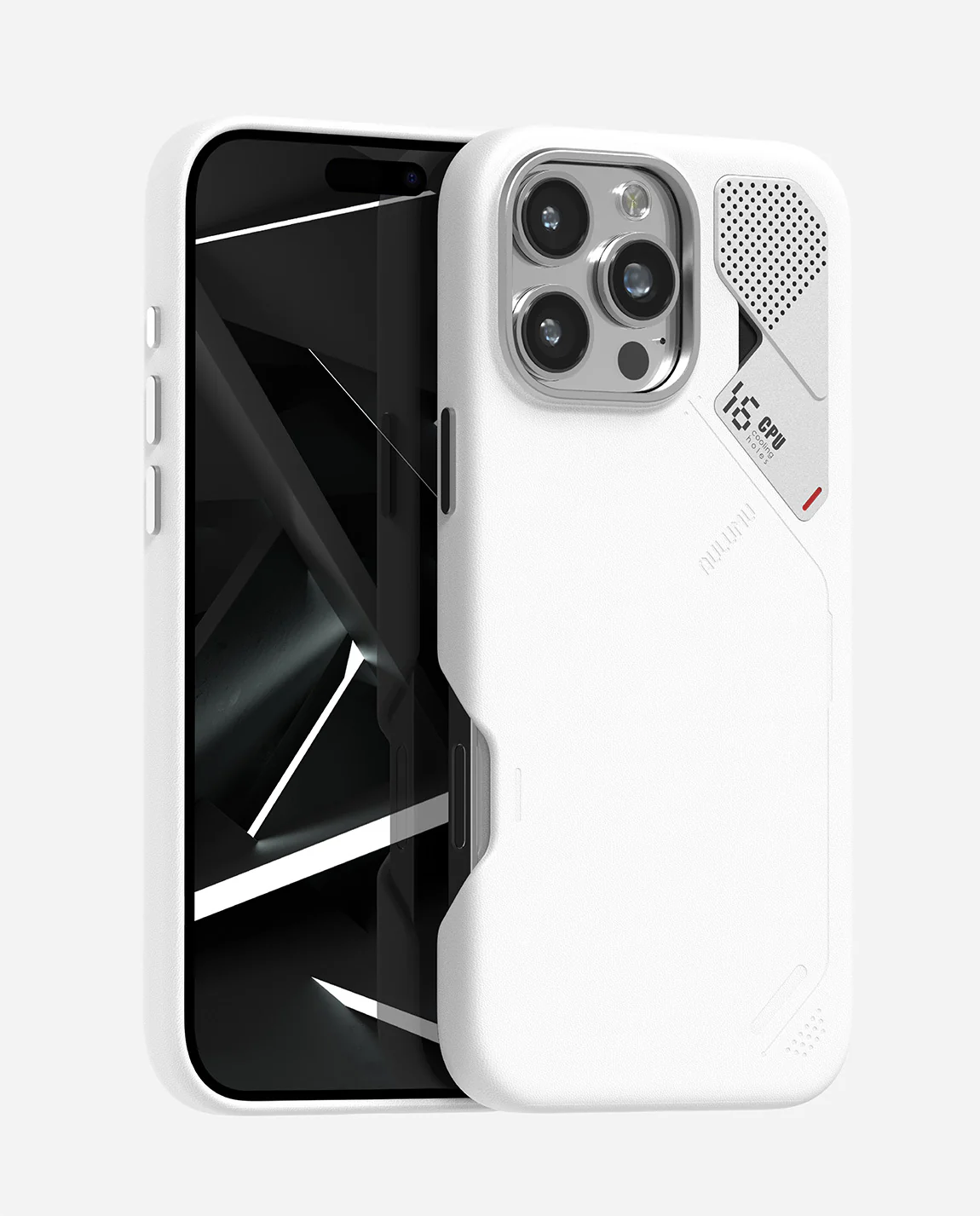 A16 Vegan Leather Case for iPhone 16 Pro Series | Cutout Version | Real Cooling | White & Black | Magnetic - Image 5