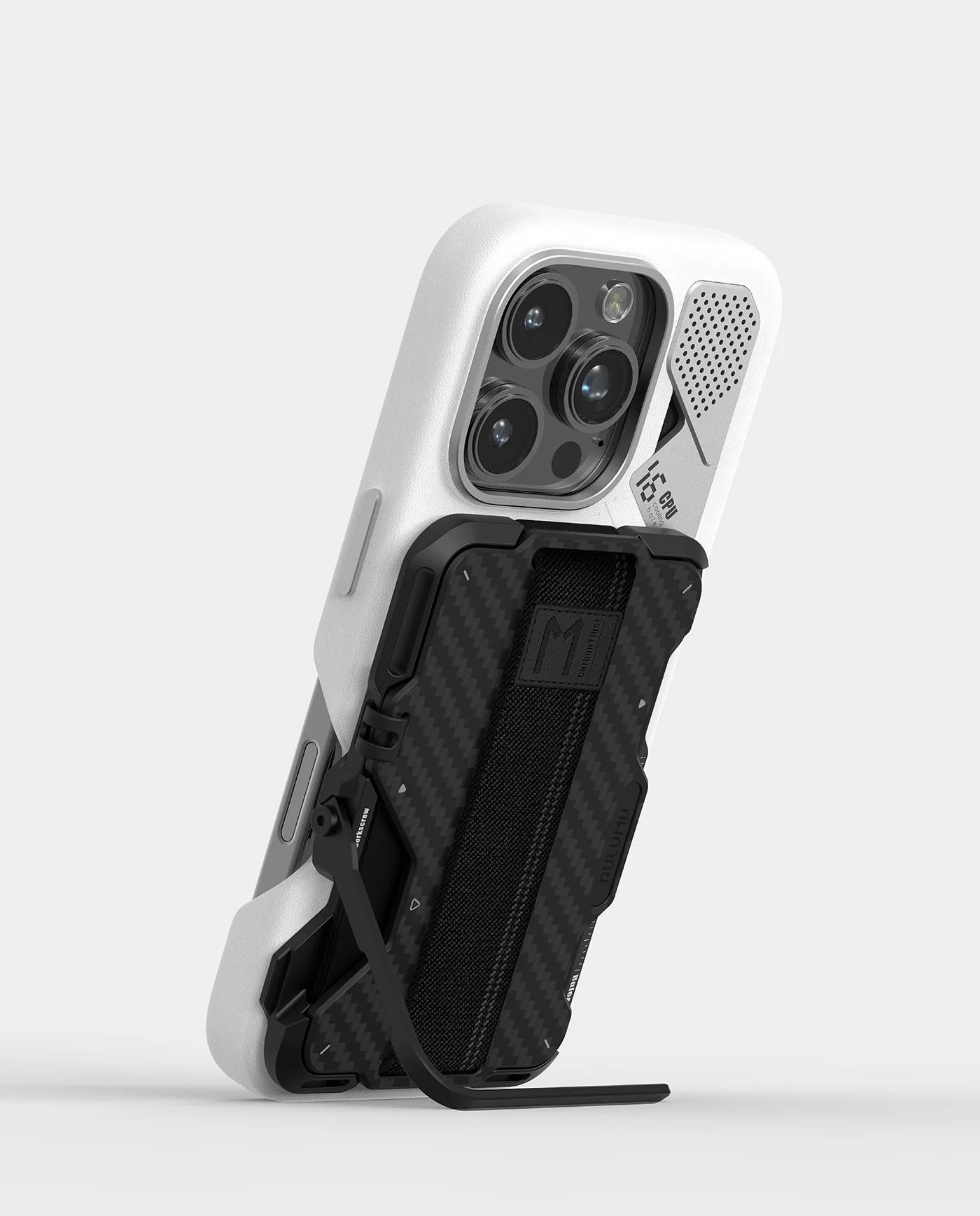 A16 Vegan Leather Case for iPhone 16 Pro Series | Cutout Version | Real Cooling | White & Black | Magnetic - Image 12